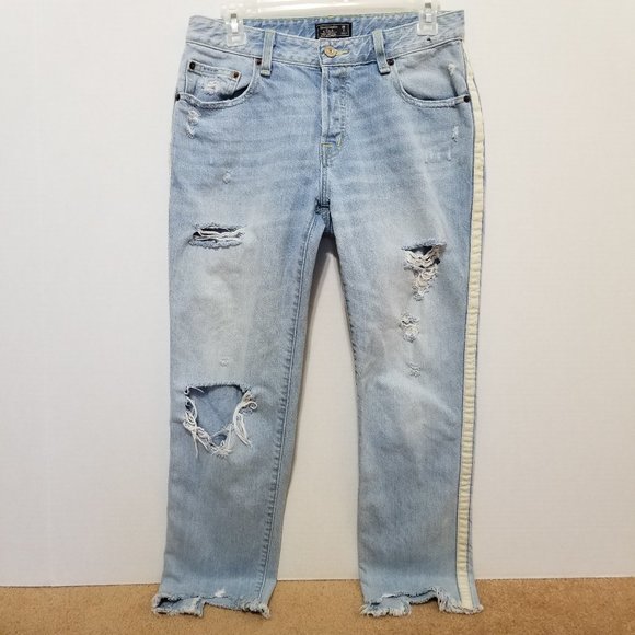 Abercrombie & Fitch jeans 26/2 Ames Low Rise Slim Boyfriend distressed frayed - Picture 1 of 15